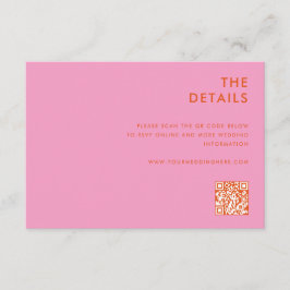 Den moderna minimalistiska Rosan Orange Bröllop Tilläggskort