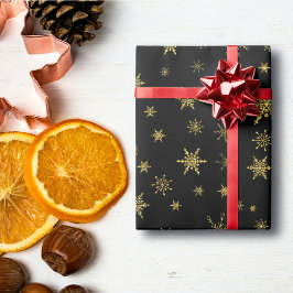 Den moderna minimalistiska Snöflingorna i Guld Presentpapper