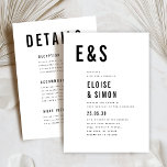 Den moderna minimalistiska stora, fetstilta Monogr Inbjudningar<br><div class="desc">Gör ett djärvt och modernt påstående med denna svarta och vita minimalistinformation på bröllopsinbjudan med ren elegant-typografi. Perfekt för contemporary par som uppskattar elegant snyggt. Den här inbjudan framhäver ditt stora serif-teckensnitt i initialer och ger bröllop-information en modern layout, skapar den perfekt för bröllop, svartvita händelser eller uppskalningsmottagningar. Fullständigt anpassade...</div>