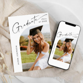 Den moderna minimalistiska Studentfesten Grad PHOT Inbjudningar