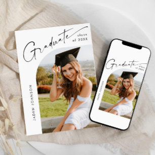 Den moderna minimalistiska Studentfesten Grad PHOT Inbjudningar