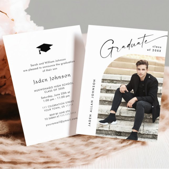 Den moderna minimalistiska Studentfesten Grad PHOT Inbjudningar (Skapare uppladdad)