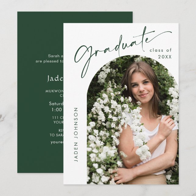 Den moderna minimalistiska Studentfesten Grad PHOT Inbjudningar (Fram/baksida)