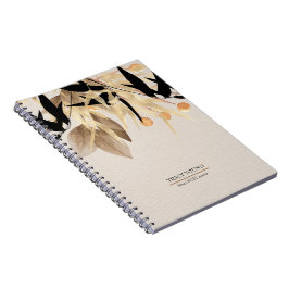 Den moderna minimalistiska Svarta Blommigten Guld Anteckningsbok
