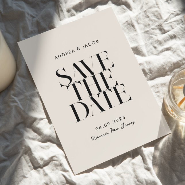 Den moderna minimalistiska svarta och ivorianska C Spara Datumet (Skapare uppladdad)