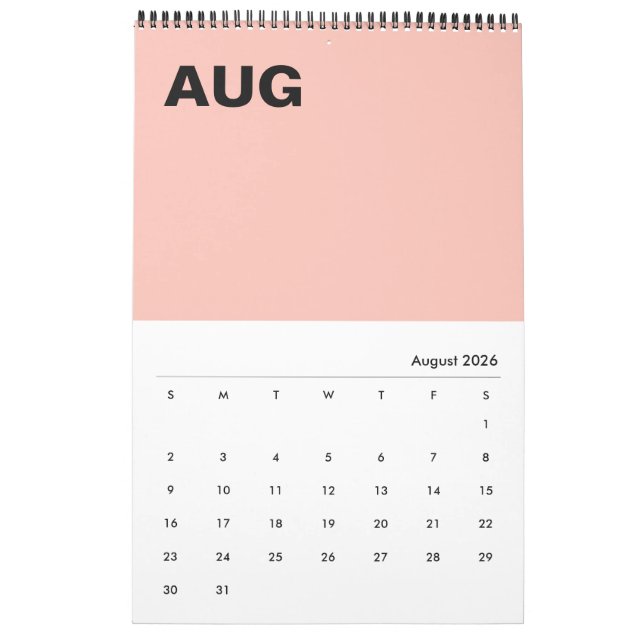 Den moderna minimalistkalendern Färg Kalender (Aug 2026)