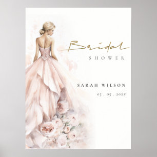 Den moderna Möhippan Bröllop Gown i Blommigt Poster