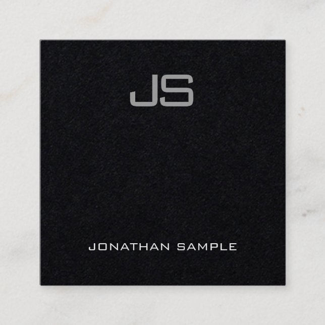 Den moderna Monogram Premium Black-sladden för lyx Fyrkantigt Visitkort (Framsida)