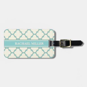 Den moderna Monogram Quatrefoil Mönster-ivorianskT Bagagebricka