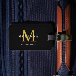 Den moderna monogrambaserade Eleganten Black and G Bagagebricka