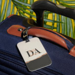 Den moderna monogrammet för svart rosa ro guld bagagebricka<br><div class="desc">Svartvit rosa vid ro guld,  svart,  modern monogram namn</div>