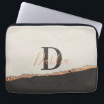 Den moderna monogrammet för svart rosa ro guld laptop fodral<br><div class="desc">Svartvit rosa vid ro guld,  svart,  modern namn-gåva från ro guld</div>