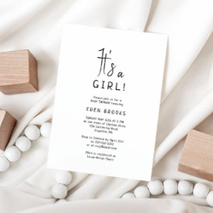 Den moderna Neutralten är en flicka! Baby Shower Inbjudningar