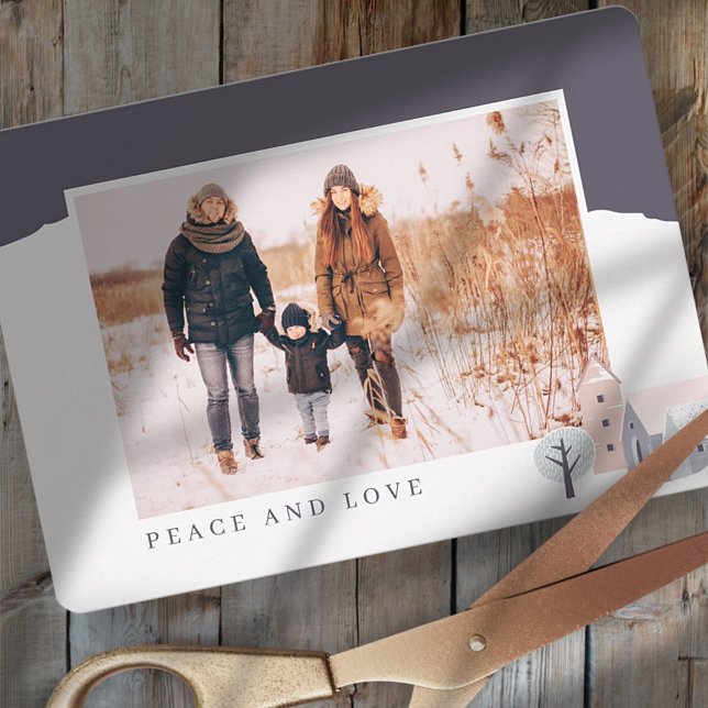 Den moderna nordiska bergsCabin-julen Julkort (Skapare uppladdad)