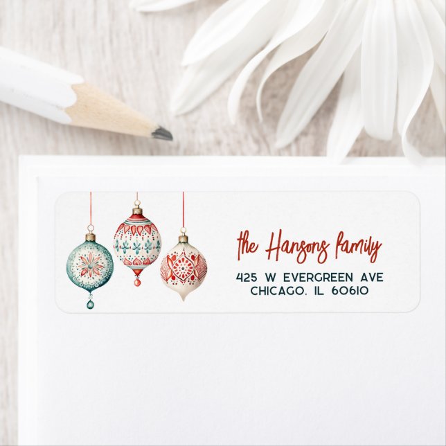 Den moderna nordiska prydnadsjulen Stil Returadress Etikett (Insitu)