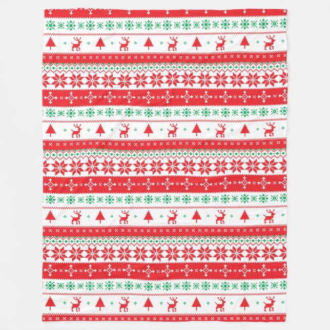 Den moderna nordiska vinterjulen i Mönster Helgdag Fleecefilt (Framsidan)