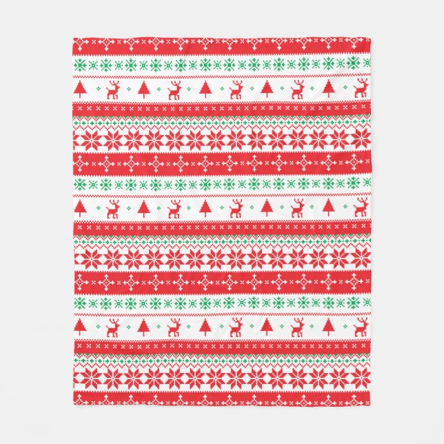 Den moderna nordiska vinterjulen i Mönster Helgdag Fleecefilt (Framsidan)