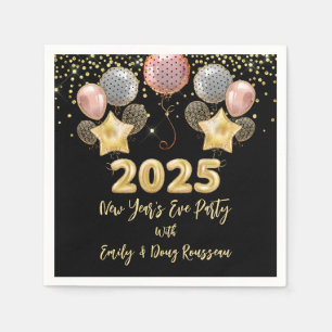 Den moderna Nyårsaftonen Party 2025 Ro Guld Glitte Pappersservett