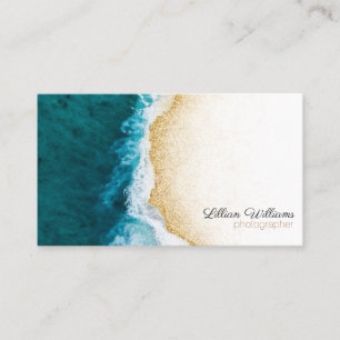 Den moderna Ocean Teal Vågar Guld Glitter Ombre K Visitkort