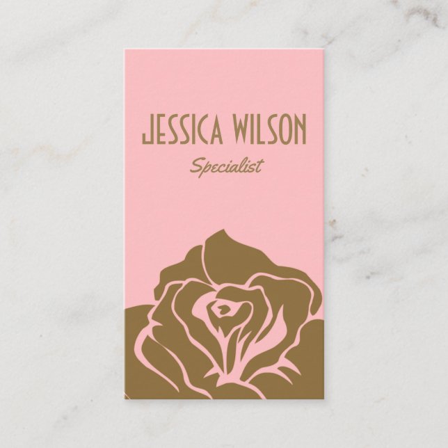 Den moderna och chic ro guldblomens rosa visitkort (Framsida)