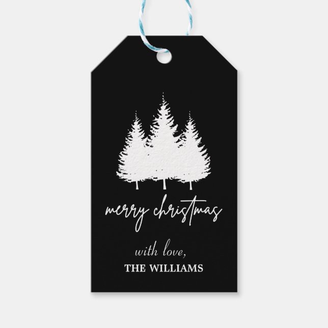 Den moderna och elegant Julgran personligen Presentetikett (Framsidan)