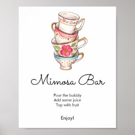 Den moderna  och vita tea-Party-Möhippan Mimosa Pu Poster