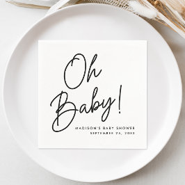Den moderna Oh Baby Black Script Baby Shower Pappersservett