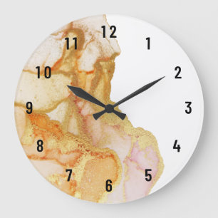 Den moderna Orangen Abstrakt Peach Guld Large Cloc Stor Klocka