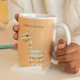 Den moderna Orangen Giraffe med Namn Kaffemugg