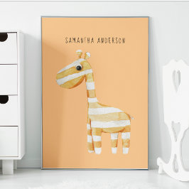 Den moderna Orangen Giraffe med Namn Poster