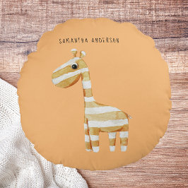 Den moderna Orangen Giraffe med Namn Rund Kudde
