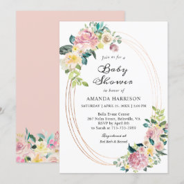 Den moderna Oval Ram Pastel  Blommigt Baby Shower Inbjudningar