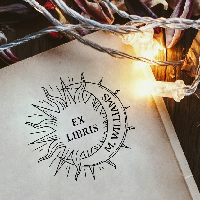 Den moderna Pappra sidan Sol & Måne Bibliotek Bok Självfärgande Stämpel (Skapare uppladdad)