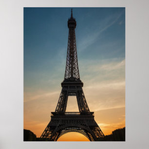 Den moderna parisiska solnedgången Eiffel Torn Par Poster