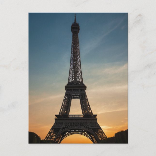 Den moderna parisiska solnedgången Eiffel Torn Par Vykort (Framsida)