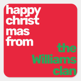 Den moderna party-röda grönten vid jul - minsta an fyrkantigt klistermärke