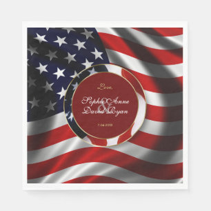 Den moderna patriotiska Eleganten USA flagga Guld Pappersservett