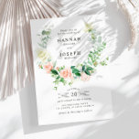 Den moderna peach-blommigten (bröllop) inbjudningar<br><div class="desc">vattenfärgspersika och vita blommor med grönt löv. Texten och färg kan vara personlig för att matcha ditt bröllop-tema.</div>