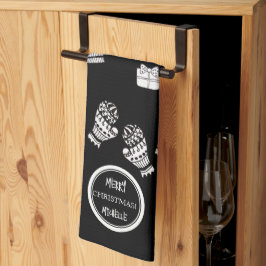 Den moderna Personligen Black and White jul Kökshandduk