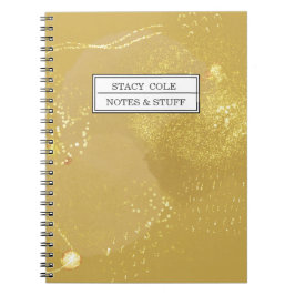 Den moderna Personligen Guld Faux Glitter Namn Anteckningsbok