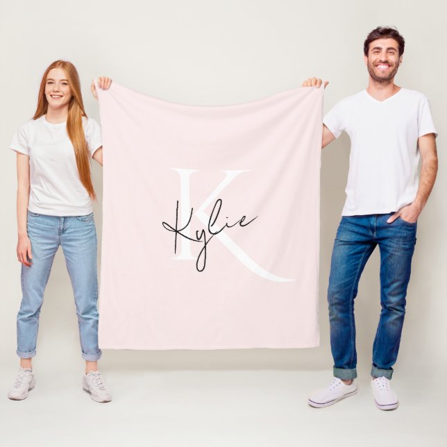 Den moderna  Personligen Ro - Monogram Namn - Fleecefilt (På plats)