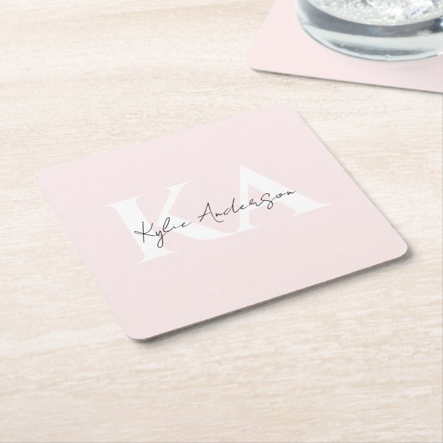 Den moderna  Personligen Ro - Monogram Namn - Underlägg Papper Kvadrat (Vinklad)