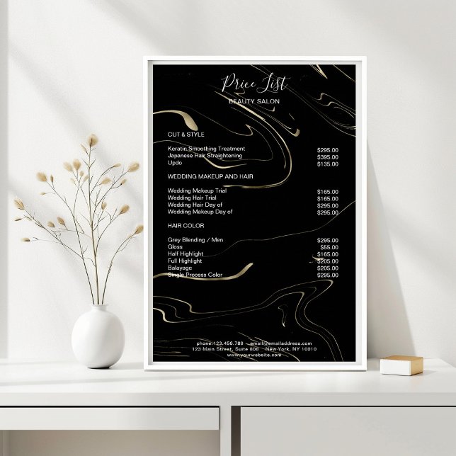 Den moderna prislistan Marble Black Guld Poster (Skapare uppladdad)