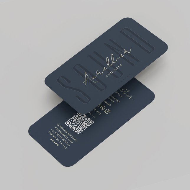 Den moderna Professionellen Ljud Ingenjör Audio Mö Visitkort (Modern Sound Engineer Audio Professional Dark Blue Business Card
)