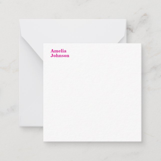 Den moderna Professionellen Shock rosa minimalisti Anteckningskort (Framsida)