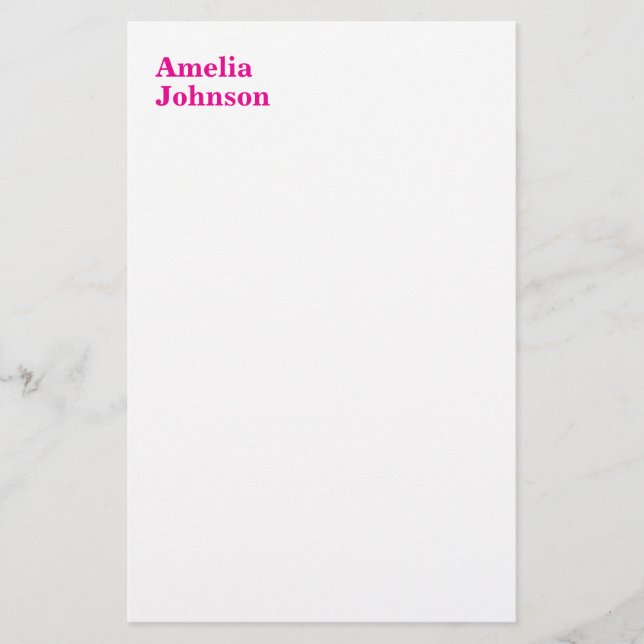 Den moderna Professionellen Shock rosa minimalisti Brevpapper (Framsida)