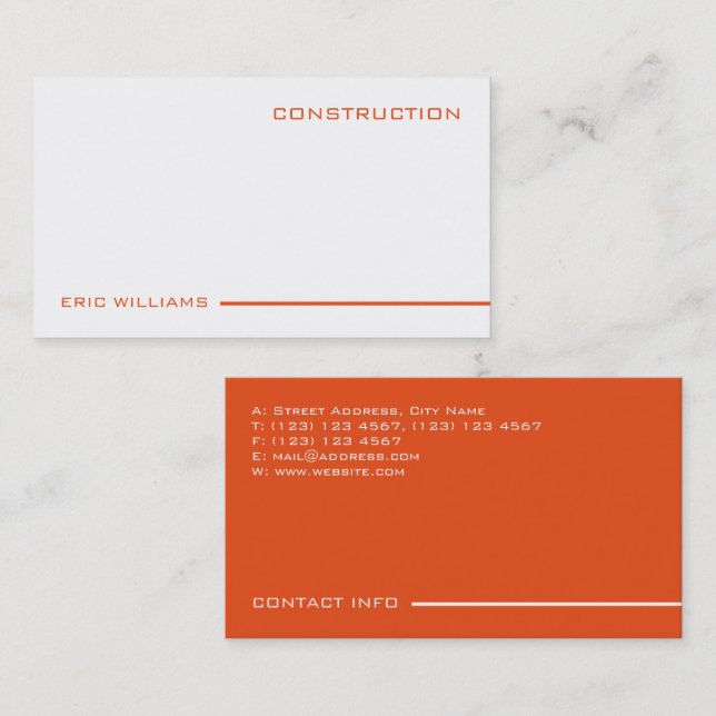 Den moderna professionellens elegant orange stil visitkort (Fram/baksida)
