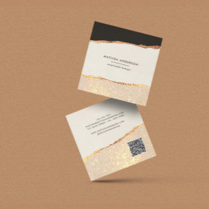 Den moderna QR-koden för svart rosa ro guld Fyrkantigt Visitkort