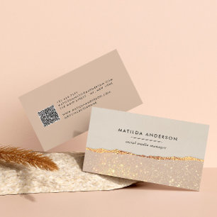 Den moderna QR-koden för svart rosa ro guld Visitkort