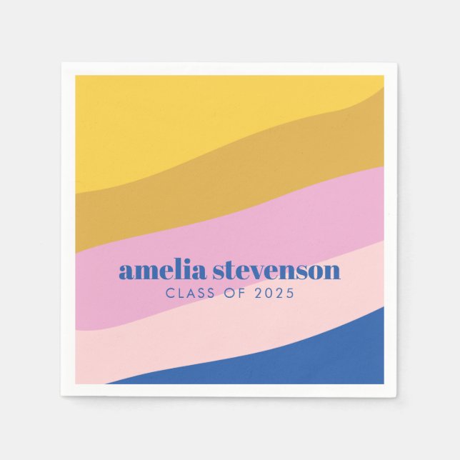 Den moderna Rand Blue Gult Anpassningsbar Studente Pappersservett (Framsidan)